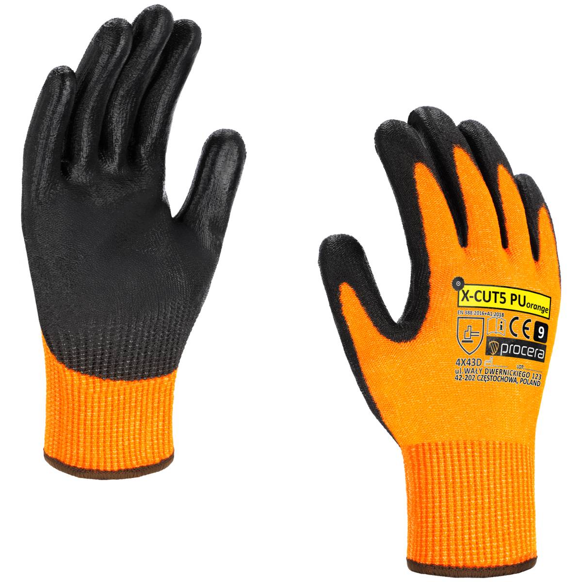 Skärskyddshandskar X-CUT5 PU Orange