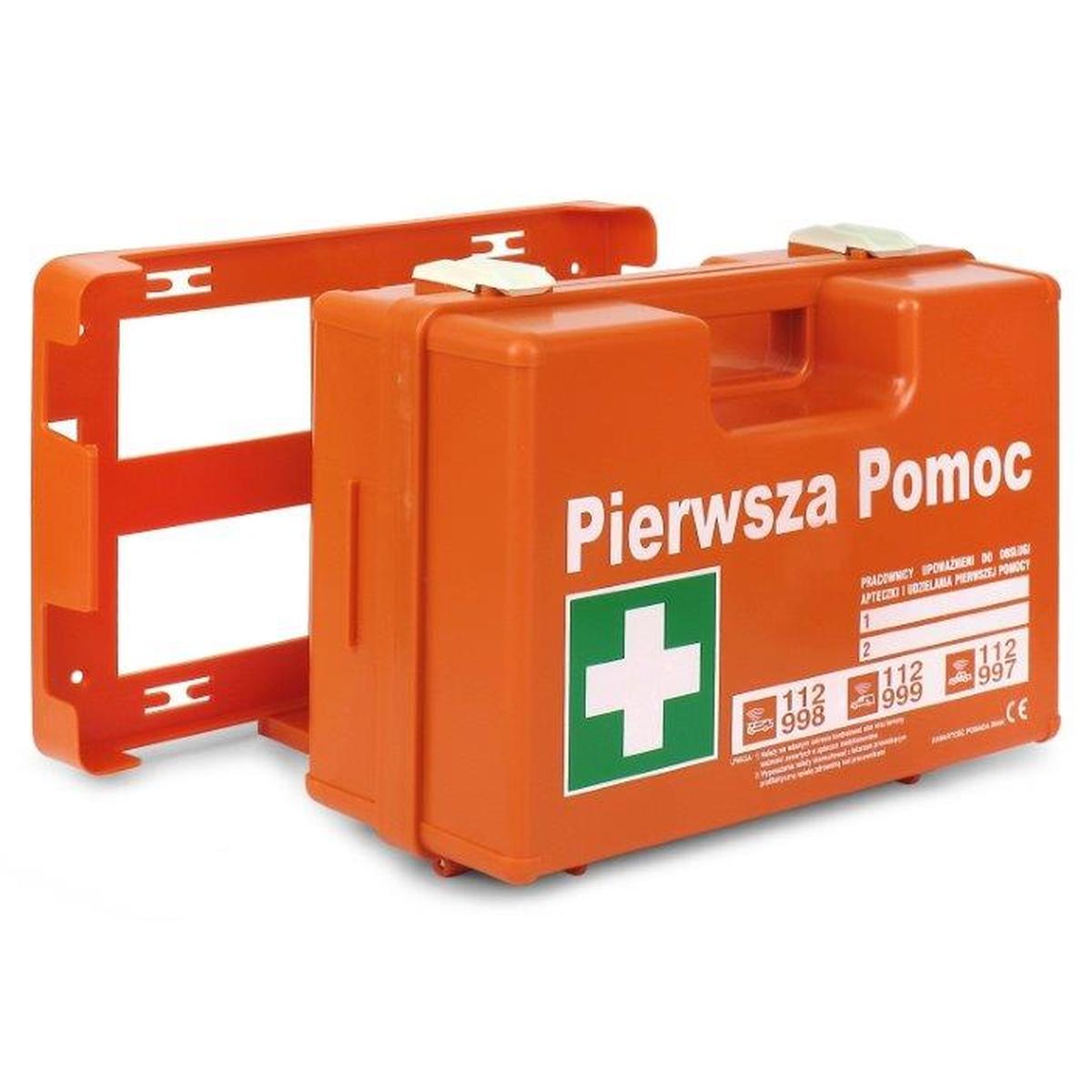 Försthjälpslåda PRZENOŚNA K-10 Z WIESZAKIEM ŚCIENNYM (DIN 13164 USTNIK)
