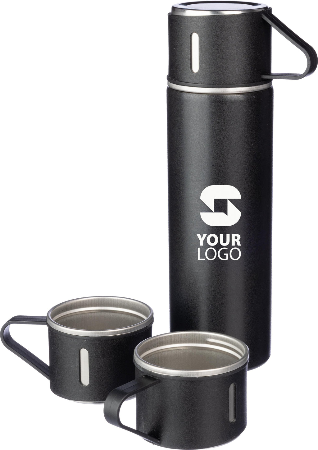 Termosflask-set | Rostfritt stål | 420 ml + 2 muggar