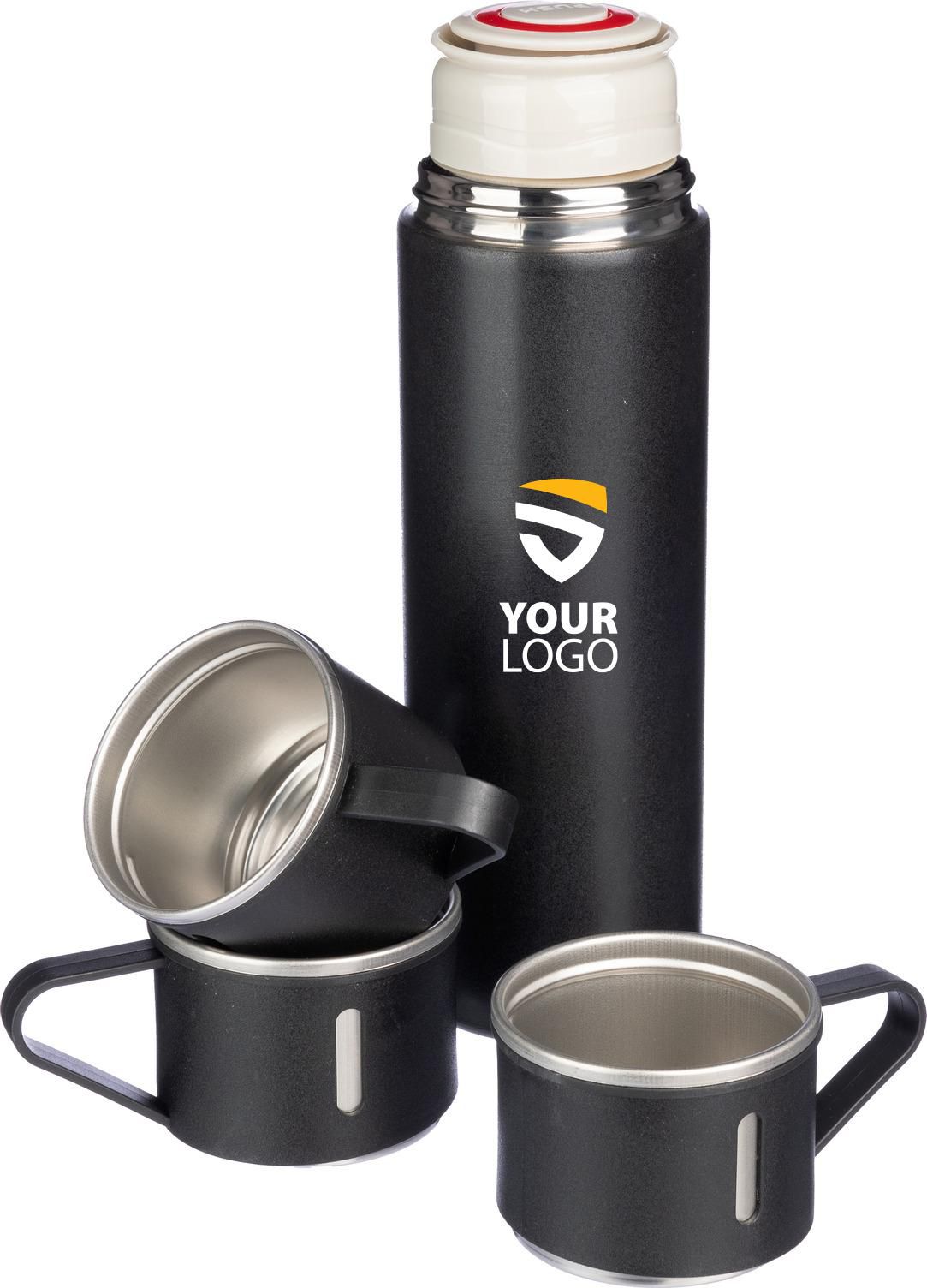 Termosflask-set | Rostfritt stål | 420 ml + 2 muggar