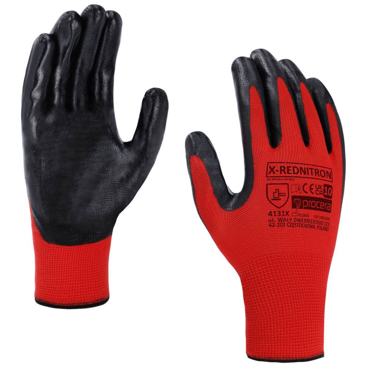 Skyddshandskar X-REDNITRON Nitrilbelagda Röd