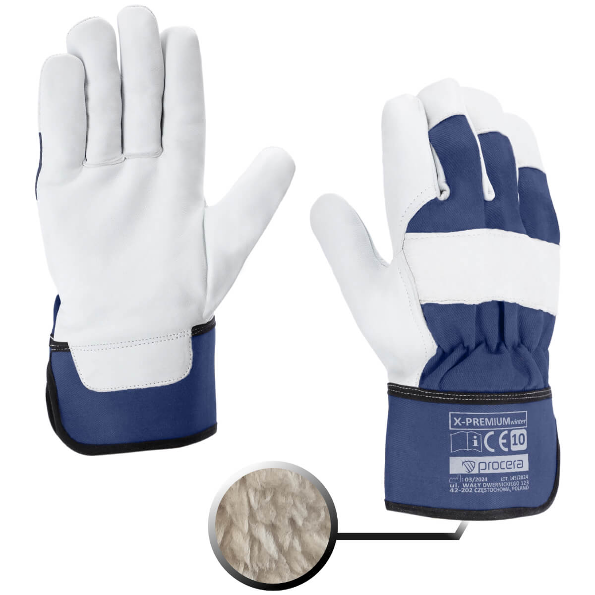 Handskar Vadderade WZMOCNIONE KOZIĄ SKÓRĄ X-PREMIUM WINTER ROZM. 10