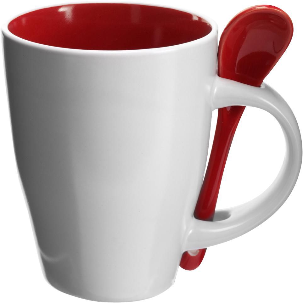 Mugg med sked, keramik (300 ml),Eduardo