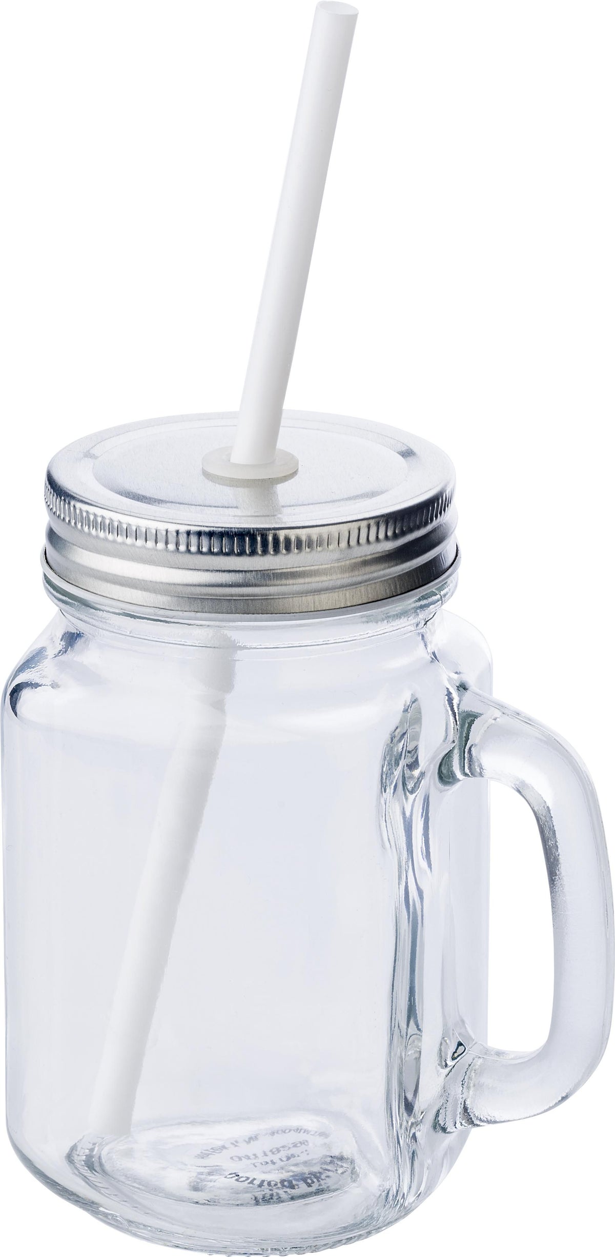 Glasburk 470 ml med handtag, skruvlock, sugrör, Sakina
