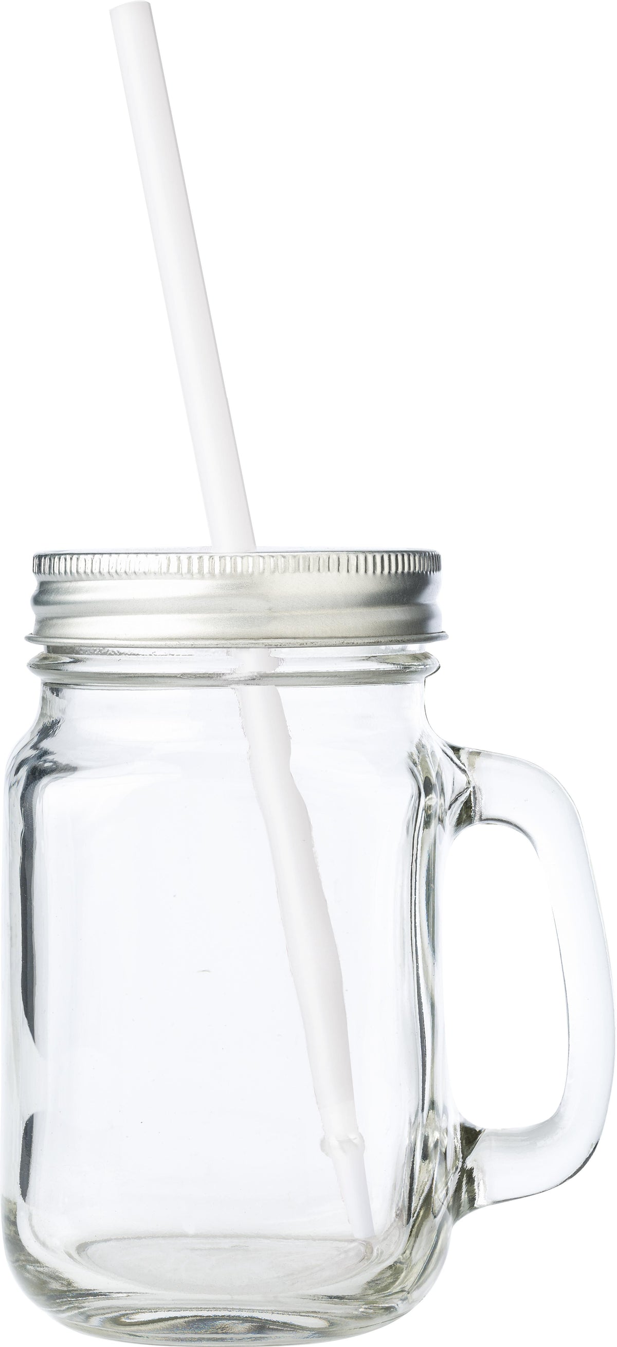 Glasburk 470 ml med handtag, skruvlock, sugrör, Sakina