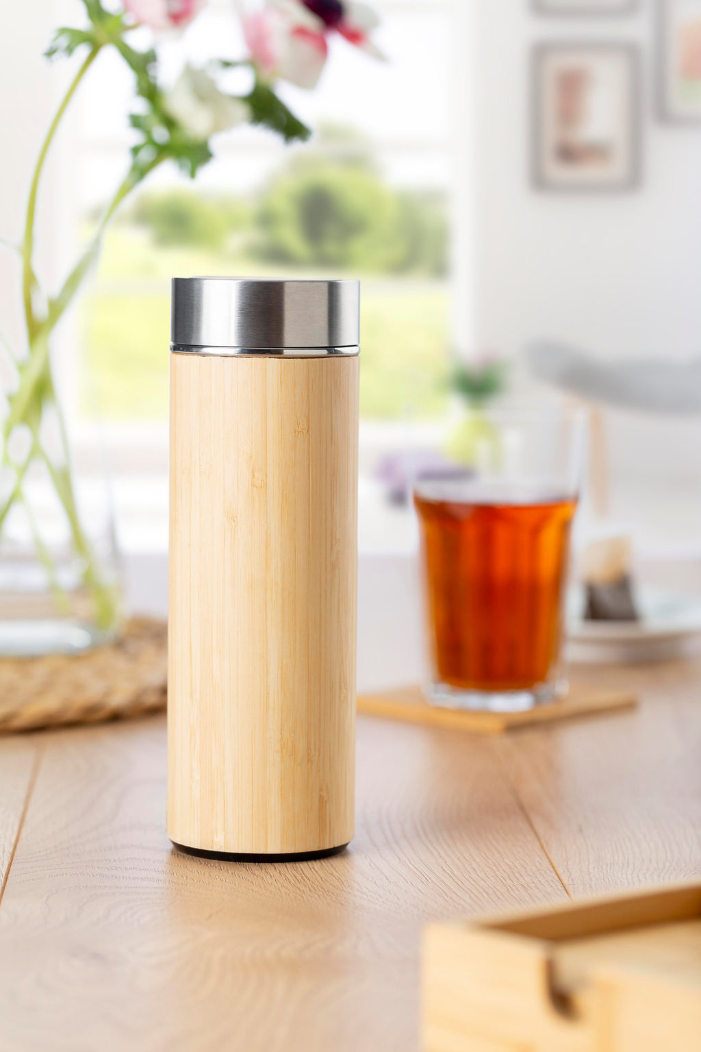Drikkeflaske Yara | Rustfritt stål og bambus | 420 ml | Tefilter