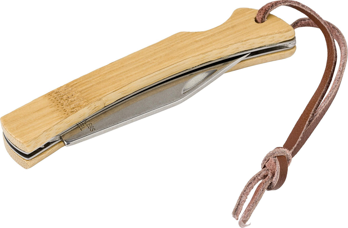 Pocket knife in stainless steel and bamboo Beckett