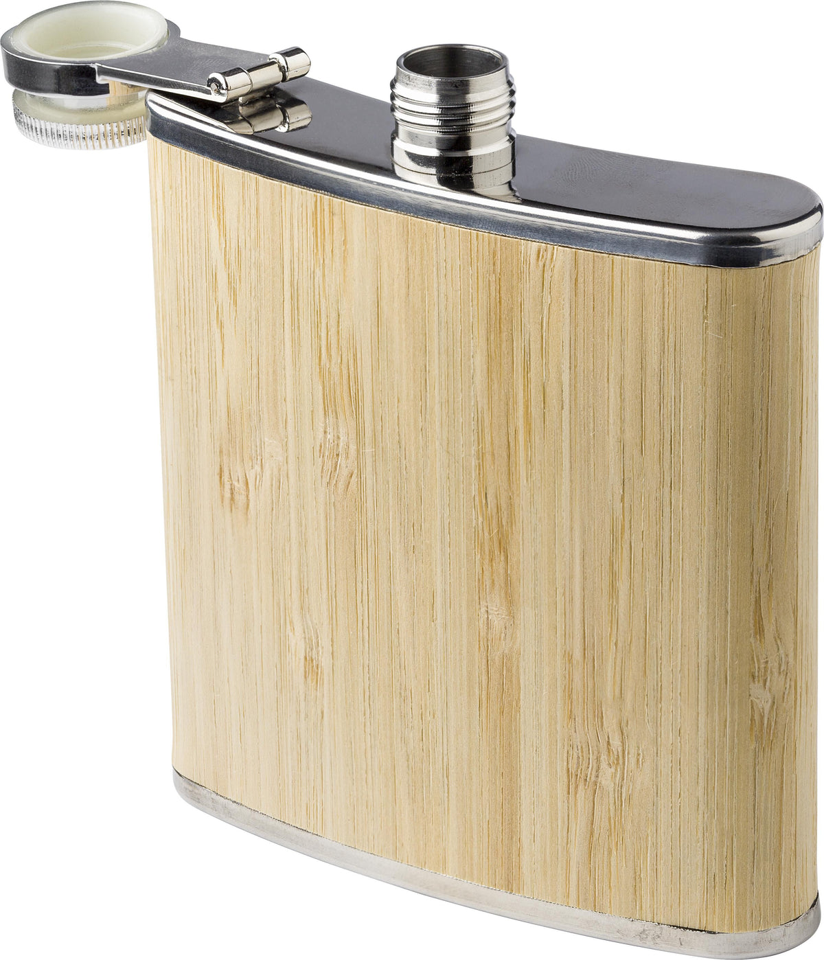 Hip flask in stainless steel and bamboo Hayden