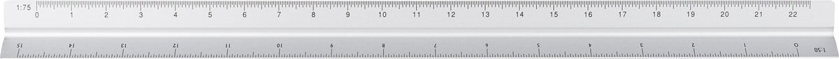 Viivoitin, alumiini 30 cm, kolmiomainen, Tavi
