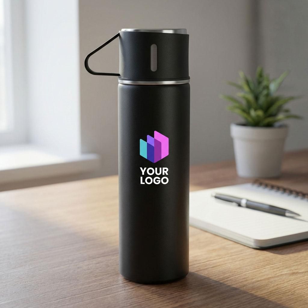 Termosflask-set | Rostfritt stål | 420 ml + 2 muggar