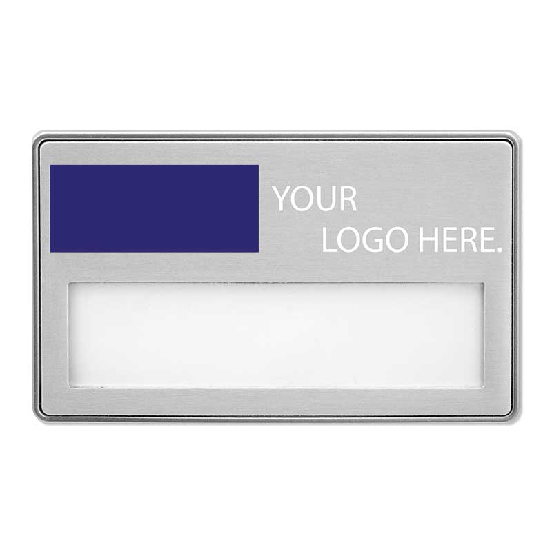 Name badge Metal window