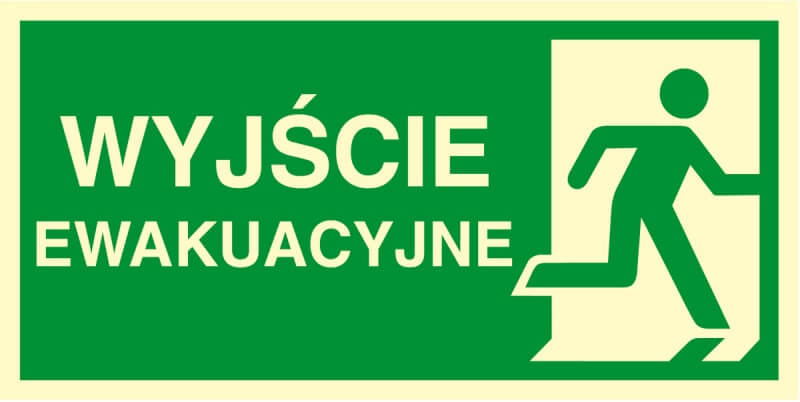 Skylt EWAKUACYJNY - KIERUNEK DO WYJŚCIA EWAKUACYJNEGO - W PRAWO - AC 101 CE PS