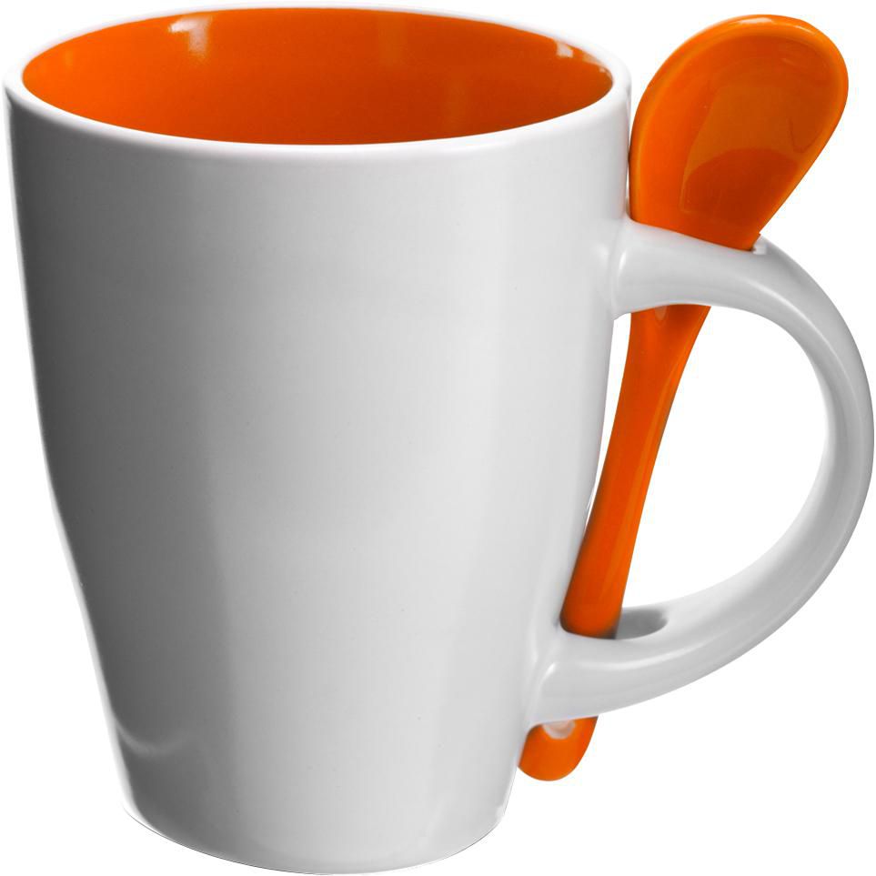 Mug with spoon, ceramic (300 ml), Eduardo