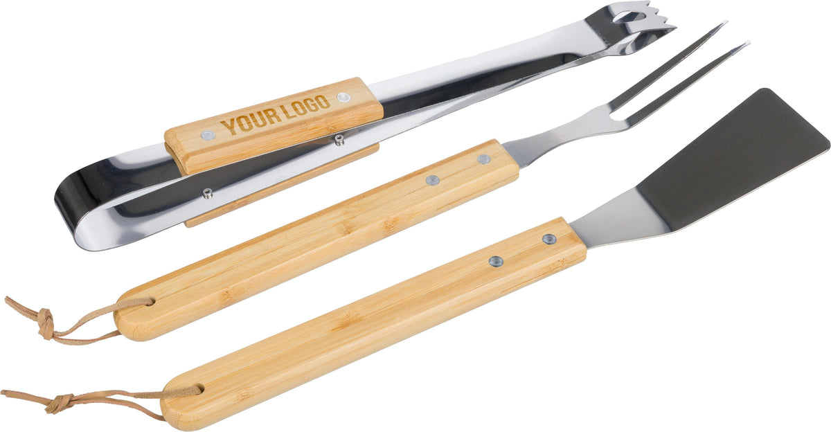 Grillsett Kaitlyn | Rustfritt stål | 3 deler | Trehåndtak