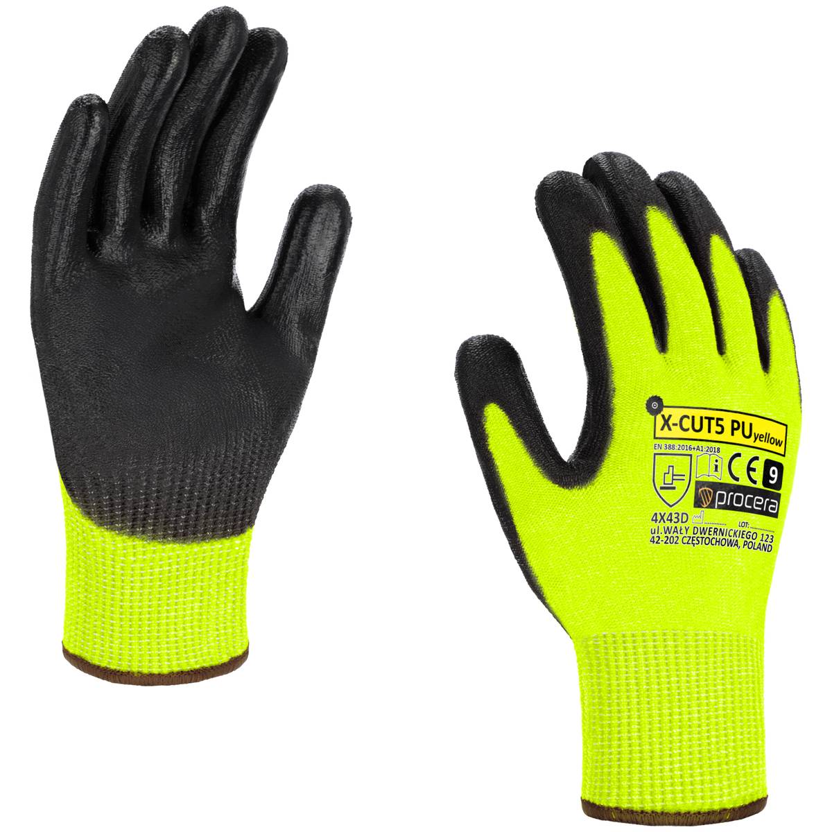 Skärskyddshandskar X-CUT5 PU Gul