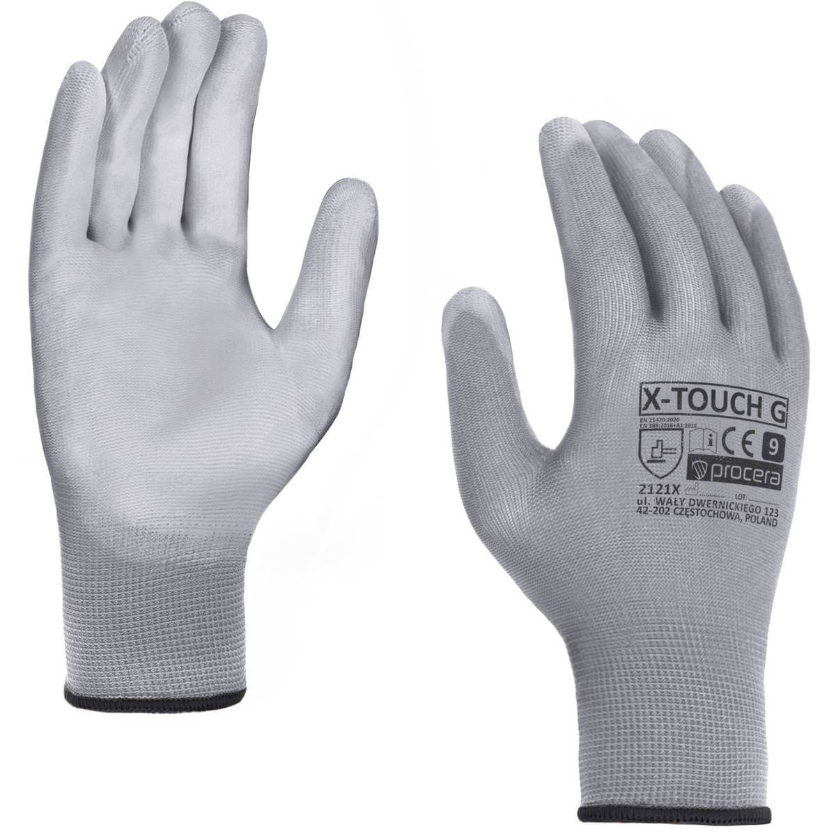 Skyddshandskar X-TOUCH GREY PU-belagda