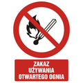 Säkerhetsskylt - ZAKAZ UŻYWANIA OTWARTEGO OGNIA - GC054 DJ PN