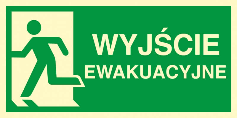 Skylt EWAKUACYJNY - KIERUNEK DO WYJŚCIA EWAKUACYJNEGO - W LEWO - AC 100 CE PS
