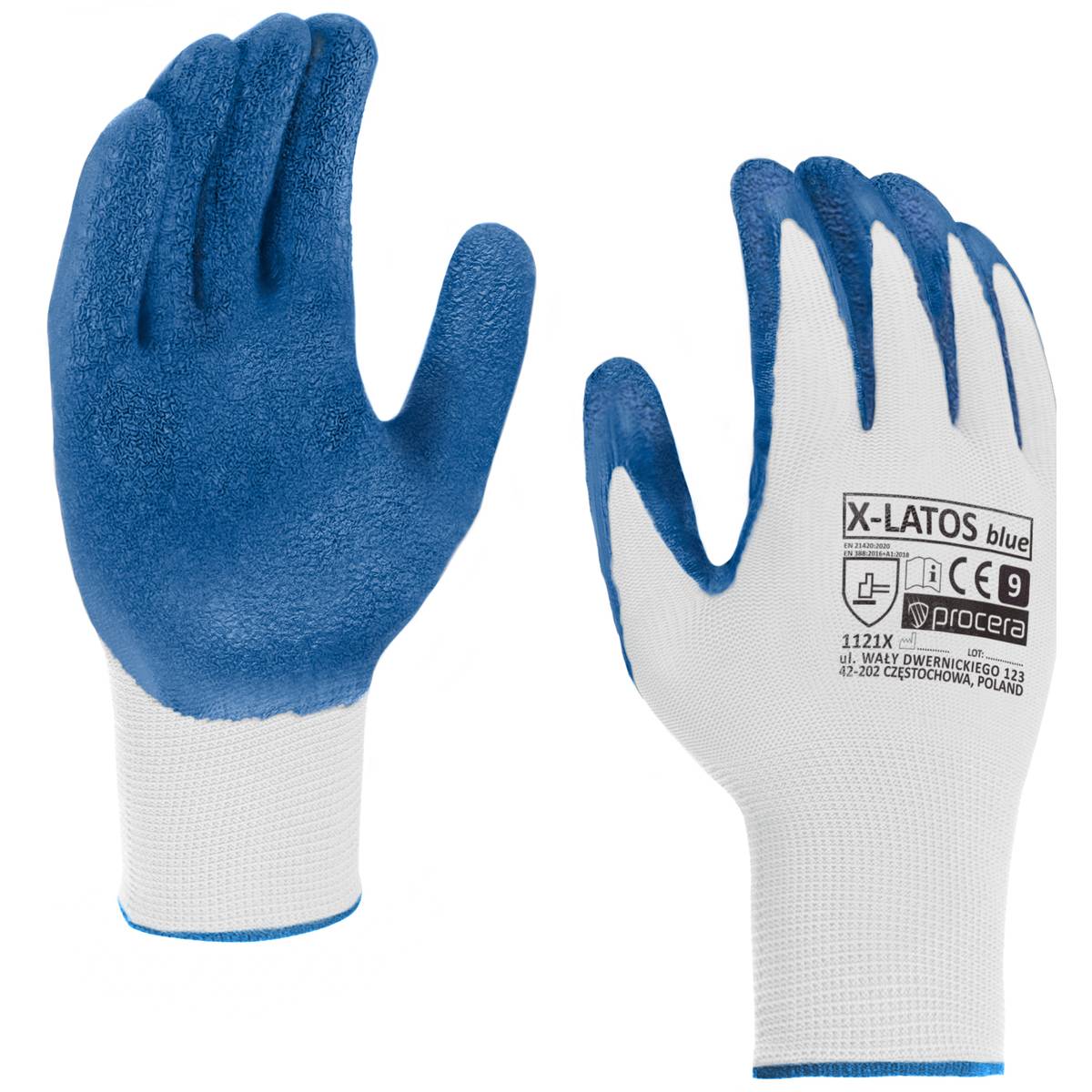 Skyddshandskar X-LATOS Latexbelagda Blå