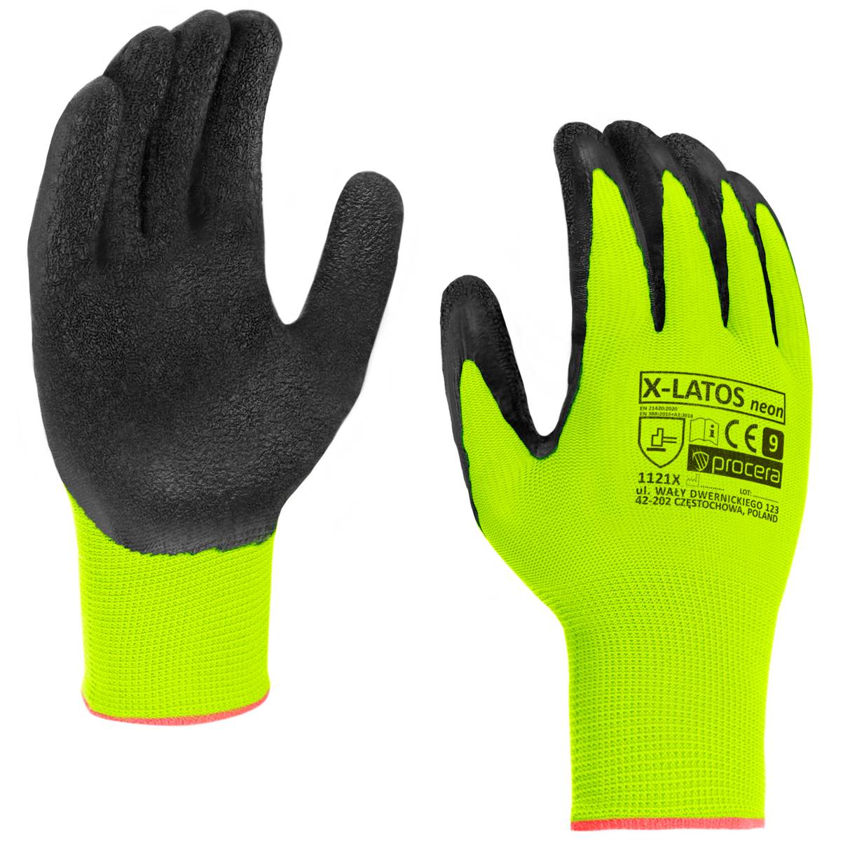 Skyddshandskar X-LATOS NEON Latexbelagda