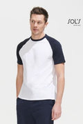 T-shirt, herr, tvåfärgad raglanärm, Funky