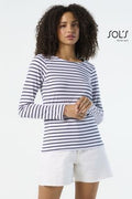 T-shirt, langærmet, stribet, (MARINE WOMEN)